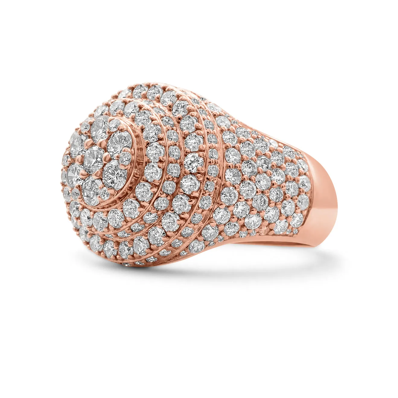 14k Solid Gold Round Signet Diamond Ring 3.31 ctw