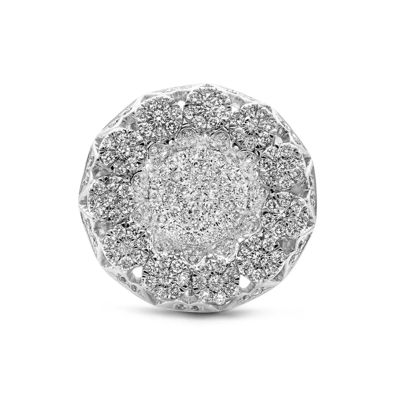 14k Solid Gold Signet Cluster Diamond Ring 1.75ctw