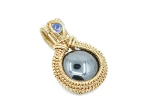 14kt Gold Filled Wire Wrapped Hematite Necklace with Opal Accent