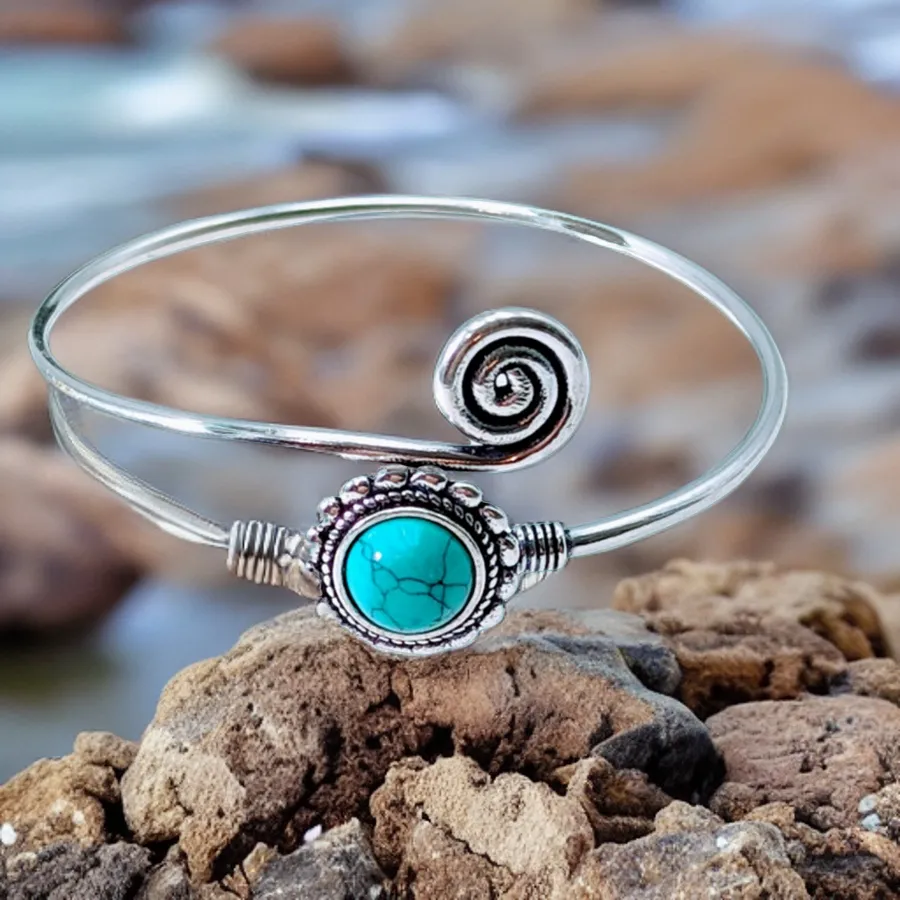 925 Sterling Silver, Tibetan Turquoise,Cuff bracelet