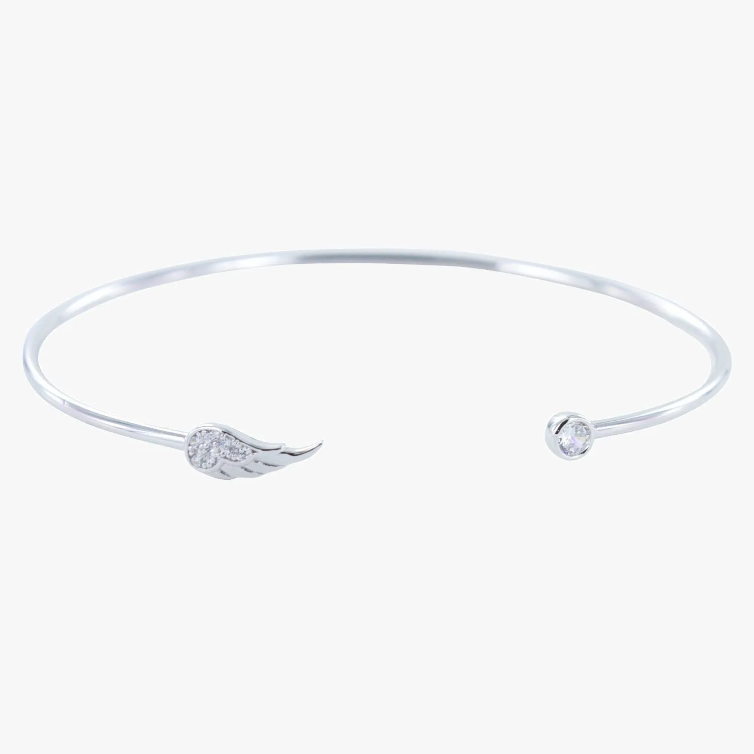 Angel Wing Pave Cuff Sterling Silver Bracelet
