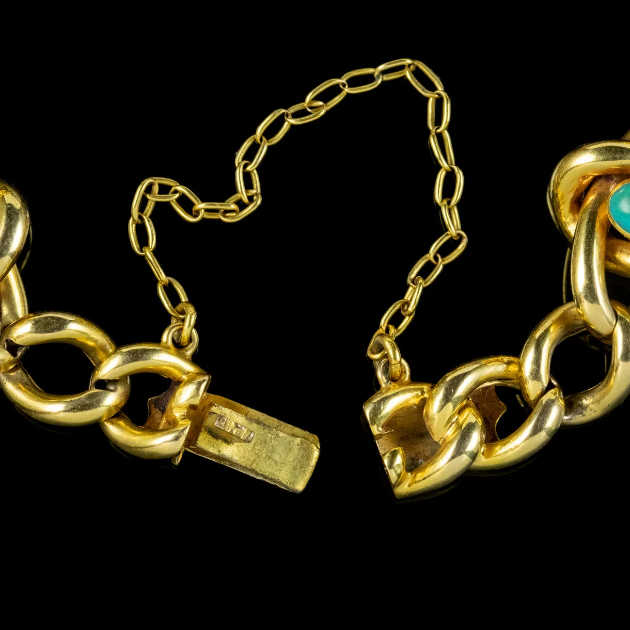 Antique Victorian Turquoise Curb Bracelet 15ct Gold