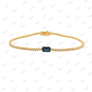 Blue Sapphire & Diamond Bracelet 7"