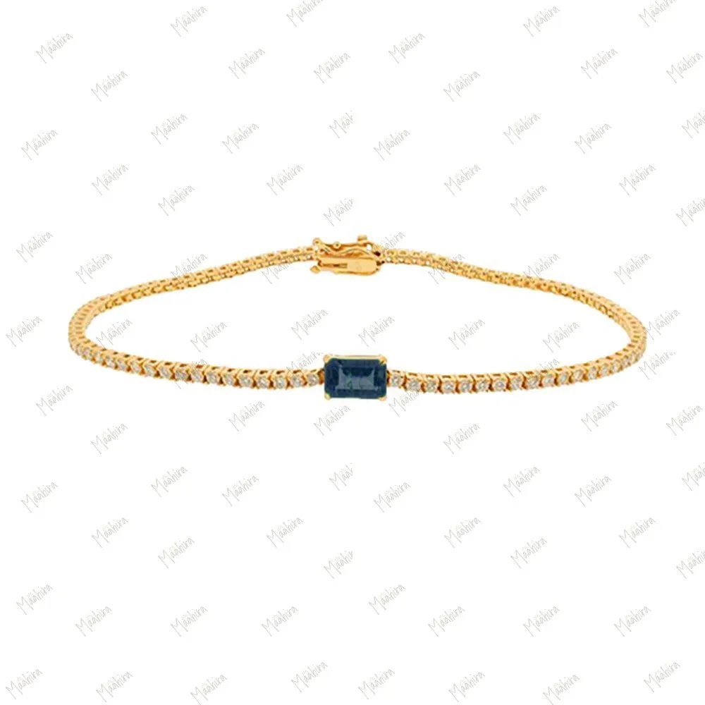 Blue Sapphire & Diamond Bracelet 7"
