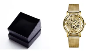 Color: NavyNavy Blue, Specifications:  Gold - Watch Box Bracelet Jewelry Gift Packaging Box