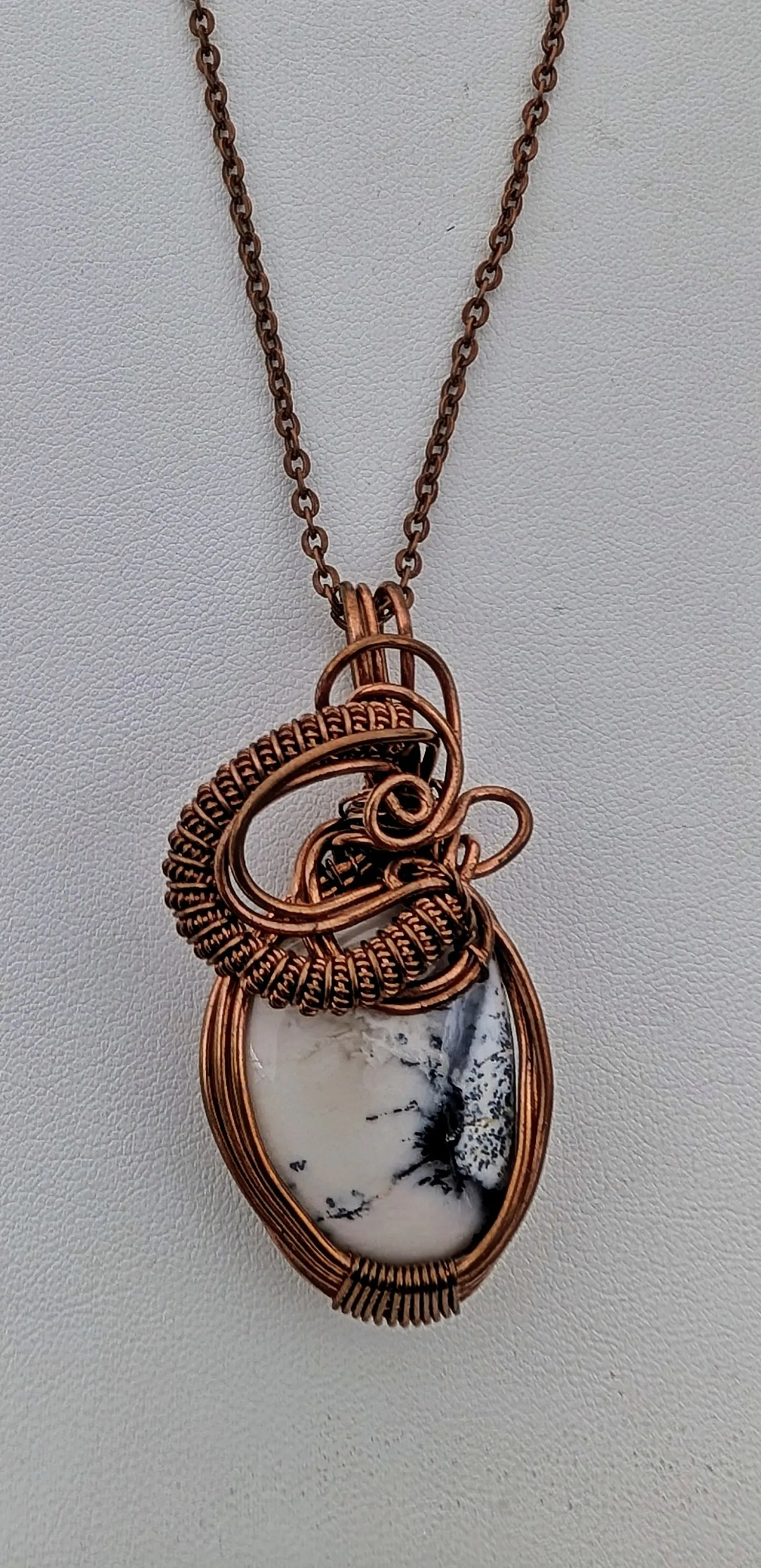 Copper wrapped, Dendrite opal - Necklace