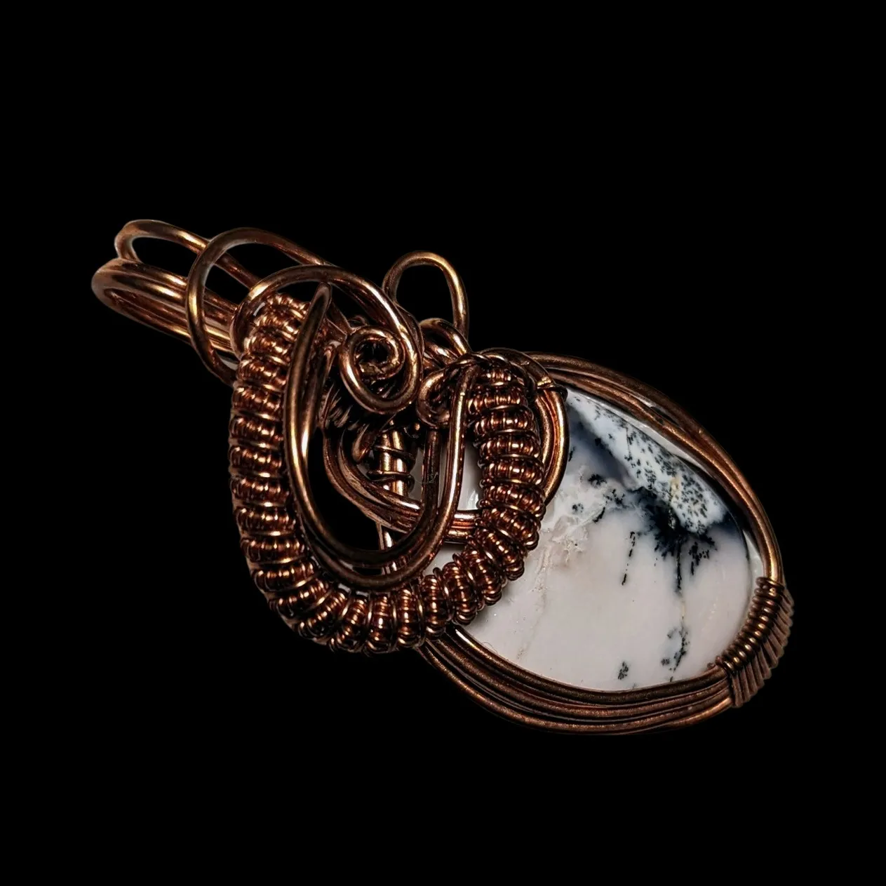 Copper wrapped, Dendrite opal - Necklace