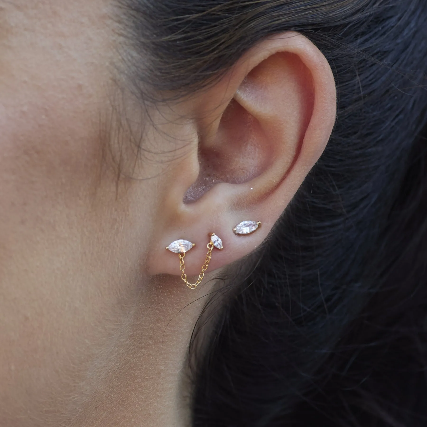 Crystal Droplet Stud Earring Set - Gold -SPG-135-104