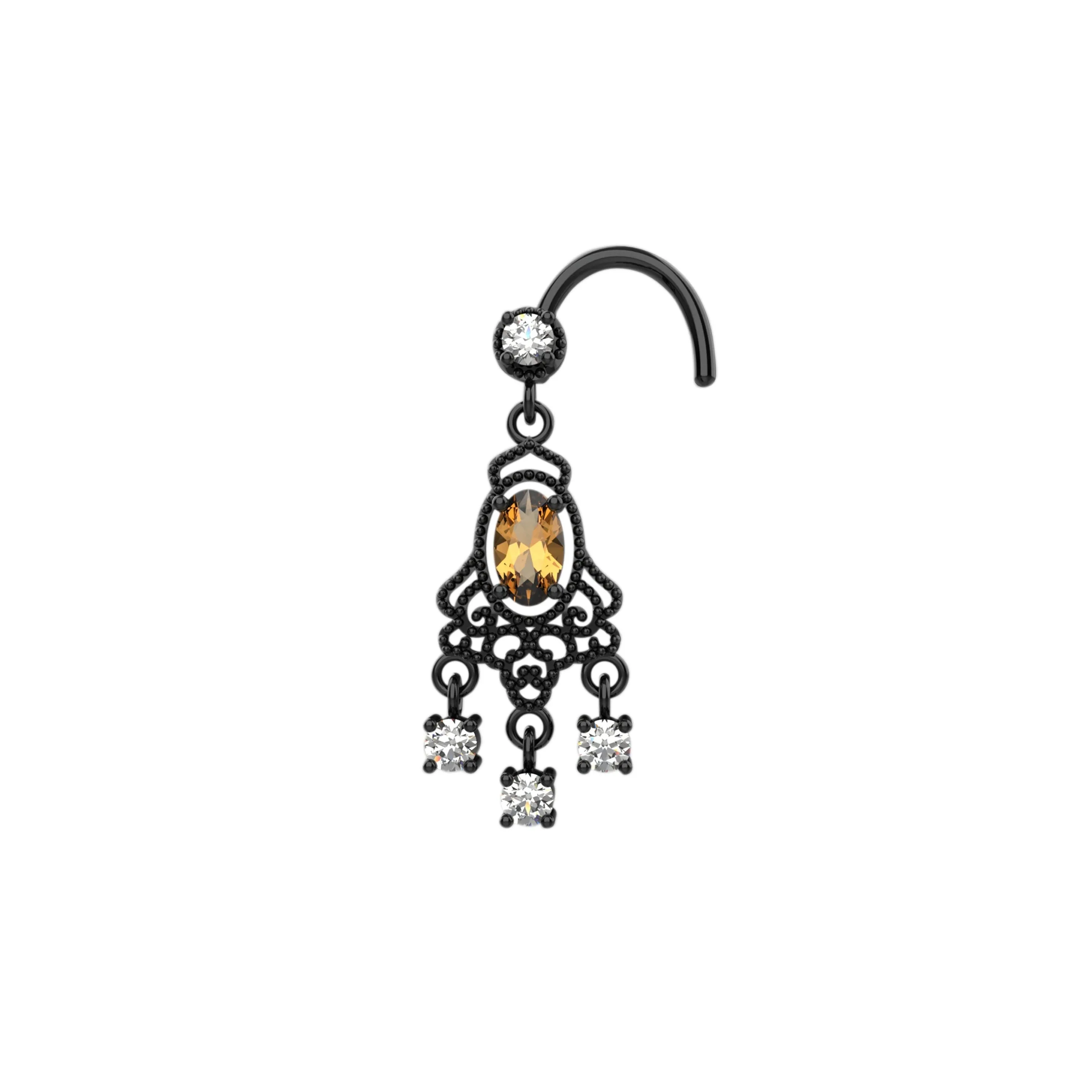 Dangling Diamond Nose Ring Stud – Elegant Dangle Piercing Jewelry