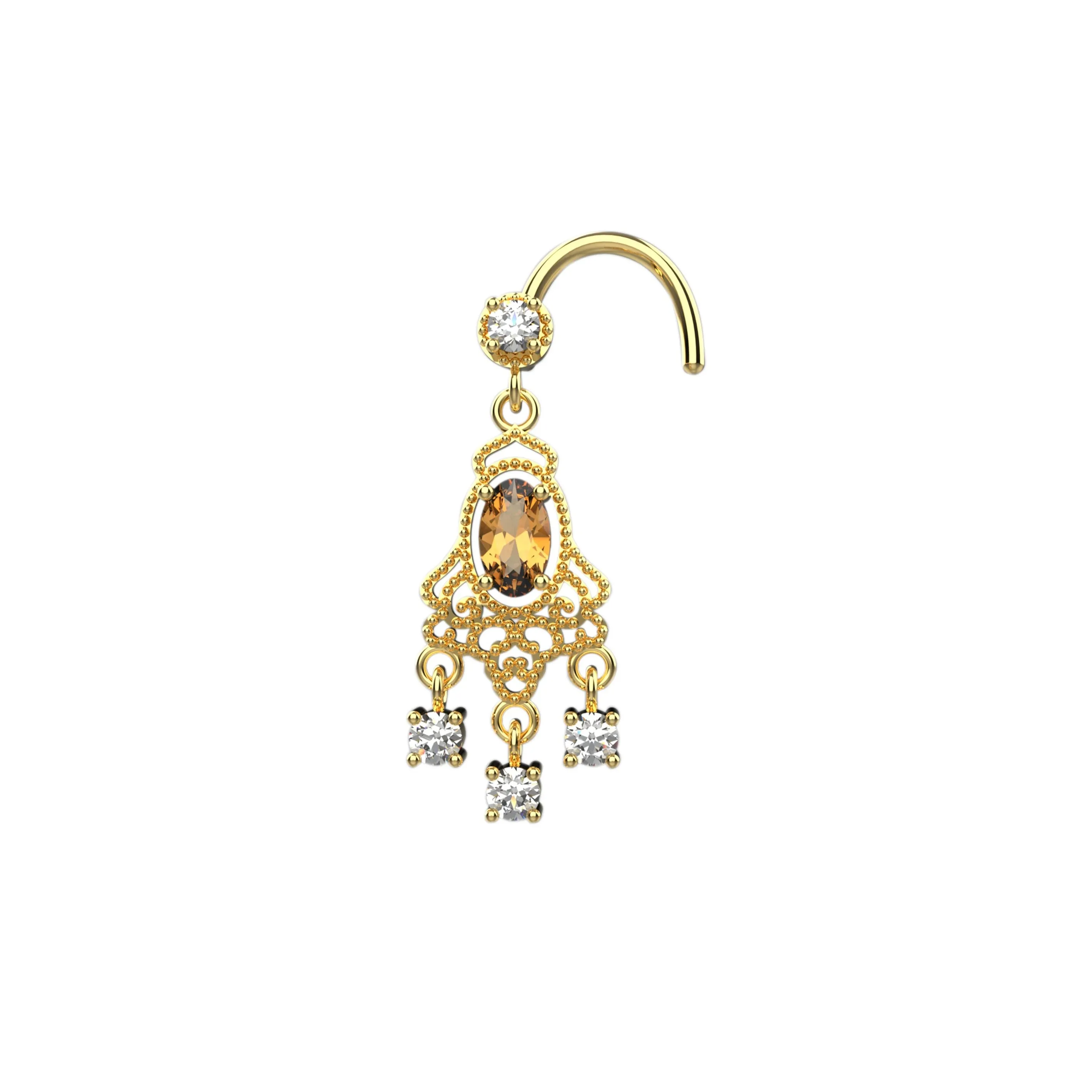 Dangling Diamond Nose Ring Stud – Elegant Dangle Piercing Jewelry