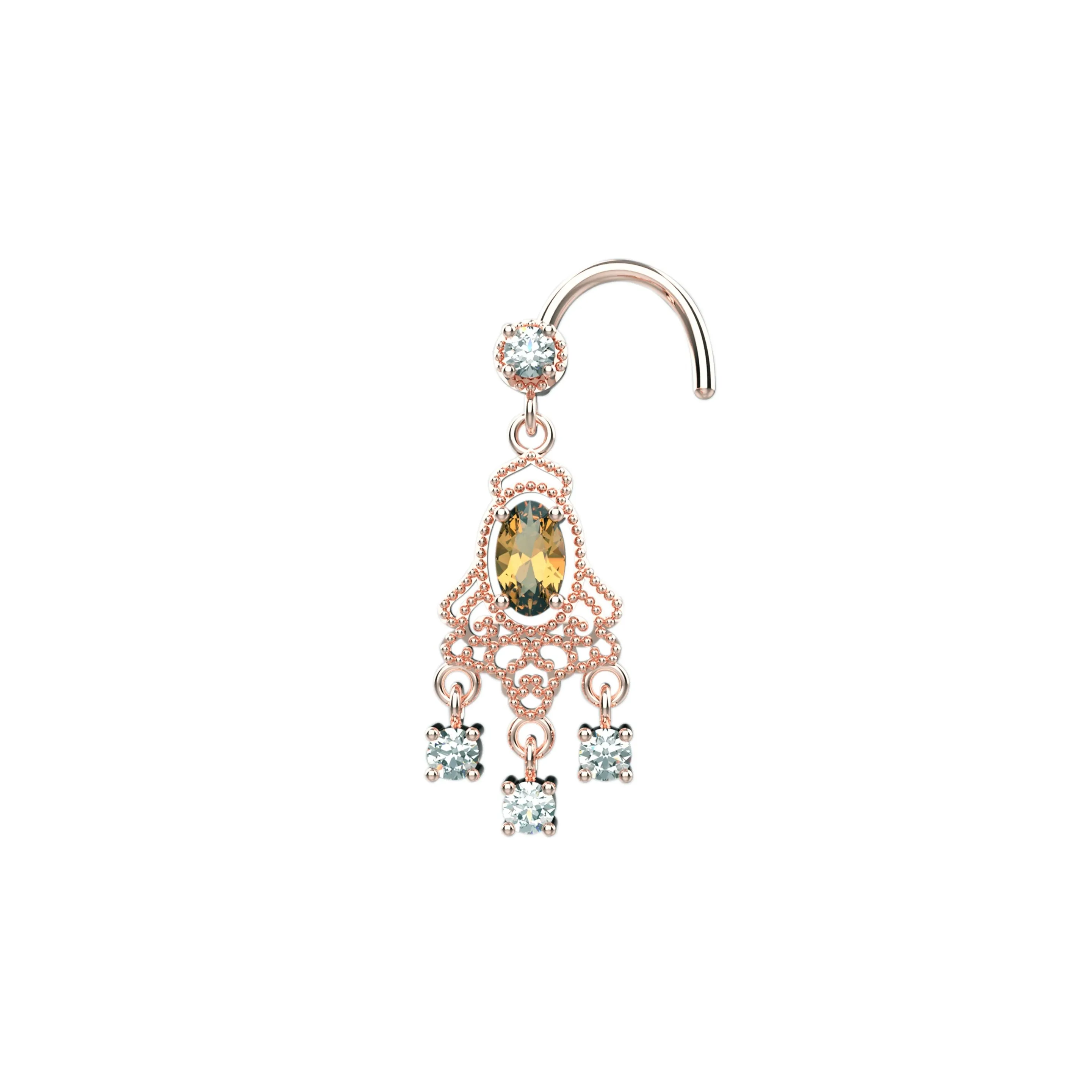 Dangling Diamond Nose Ring Stud – Elegant Dangle Piercing Jewelry