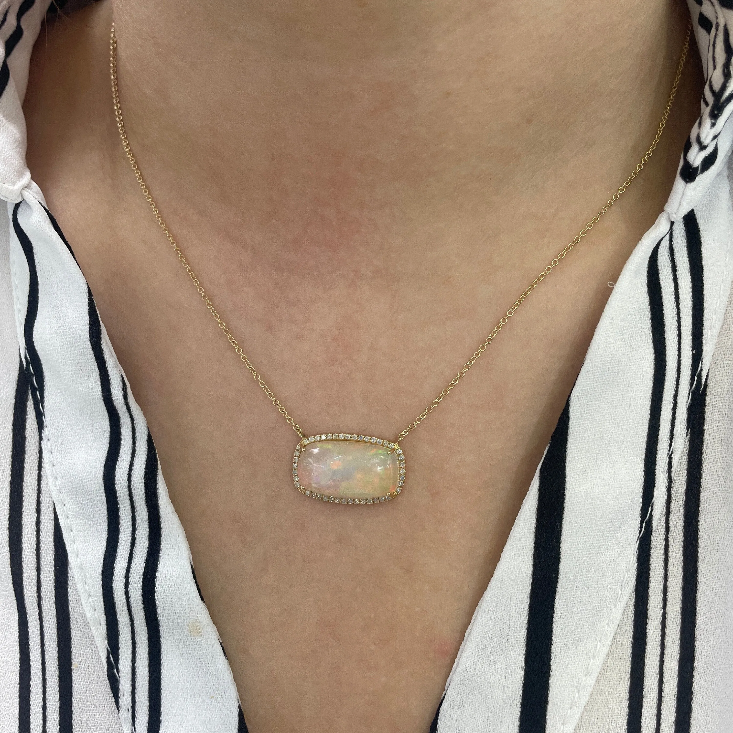 Diamond & Opal Pendant Necklace