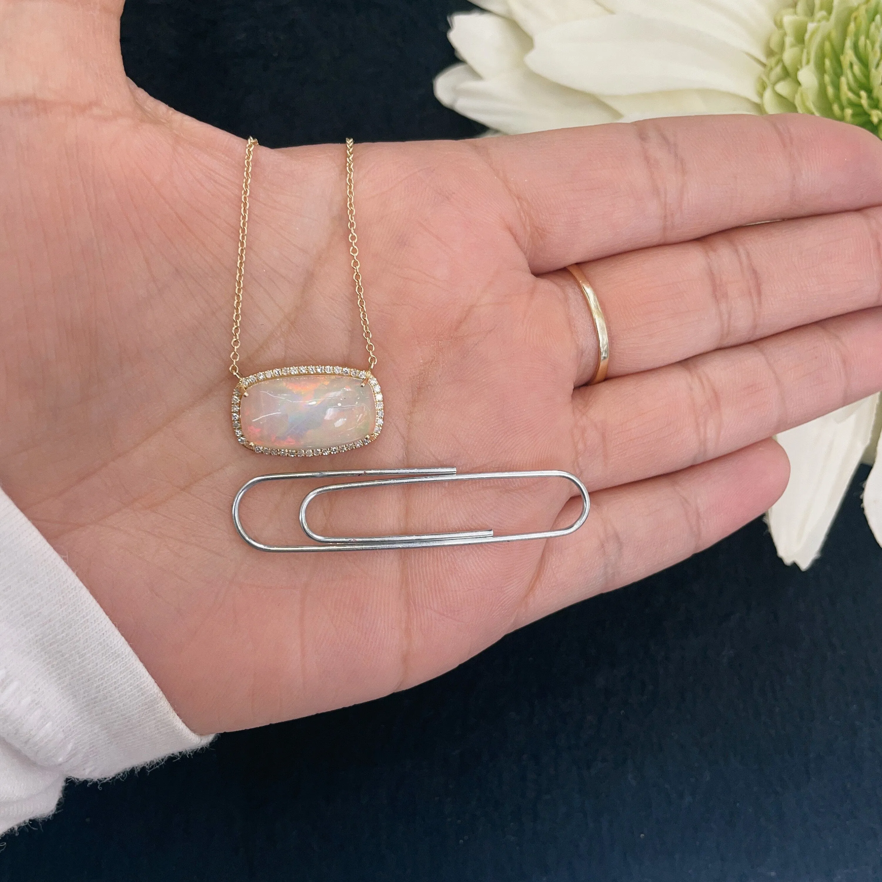 Diamond & Opal Pendant Necklace