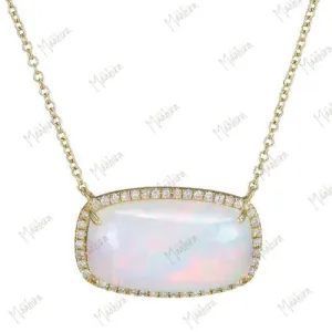 Diamond & Opal Pendant Necklace