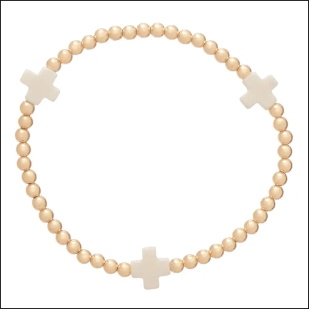 E Newton egirl Signature Cross 3mm Bead Bracelet