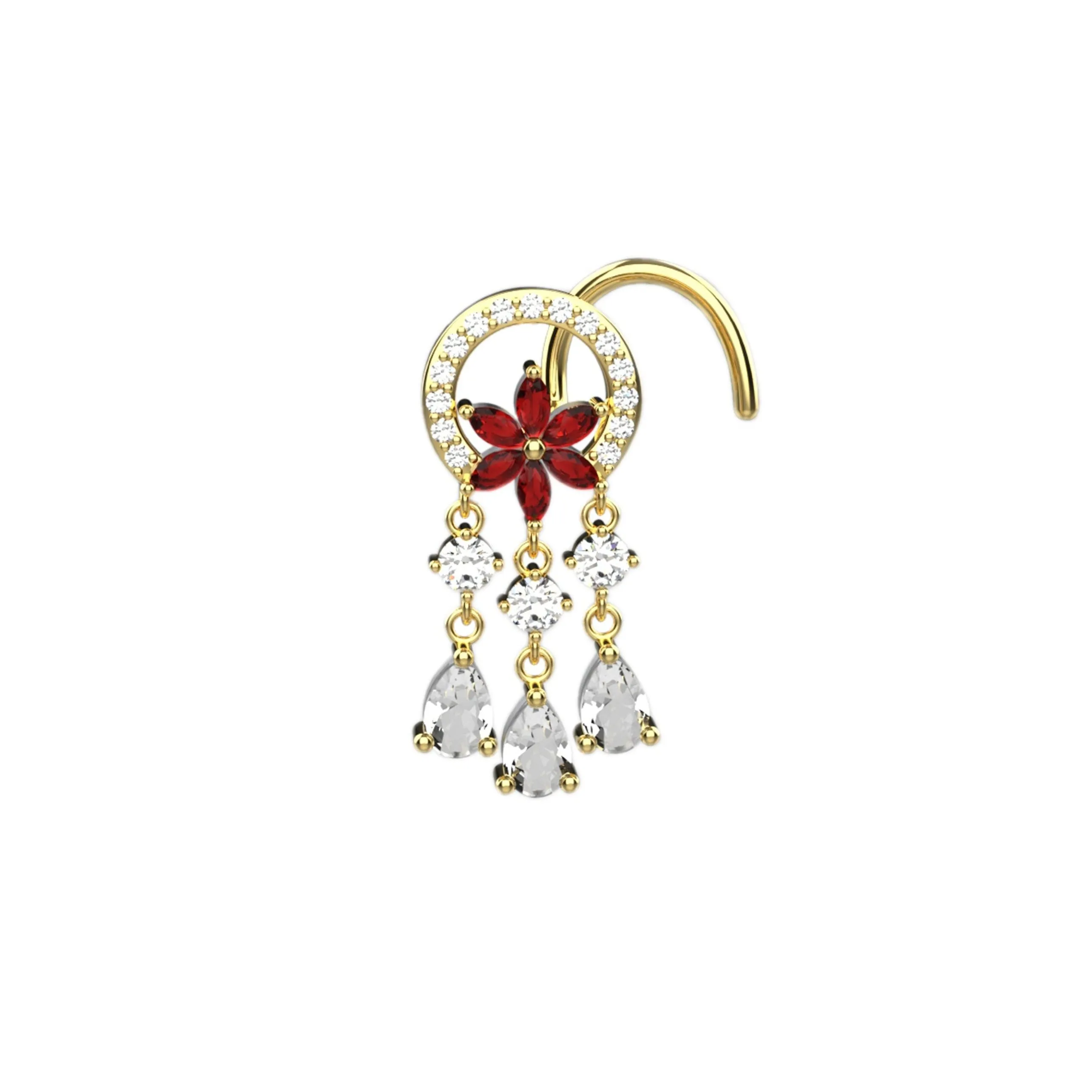 Elegant 18g Gold Dangle Nose Ring – Premium Nose Piercings Jewelry