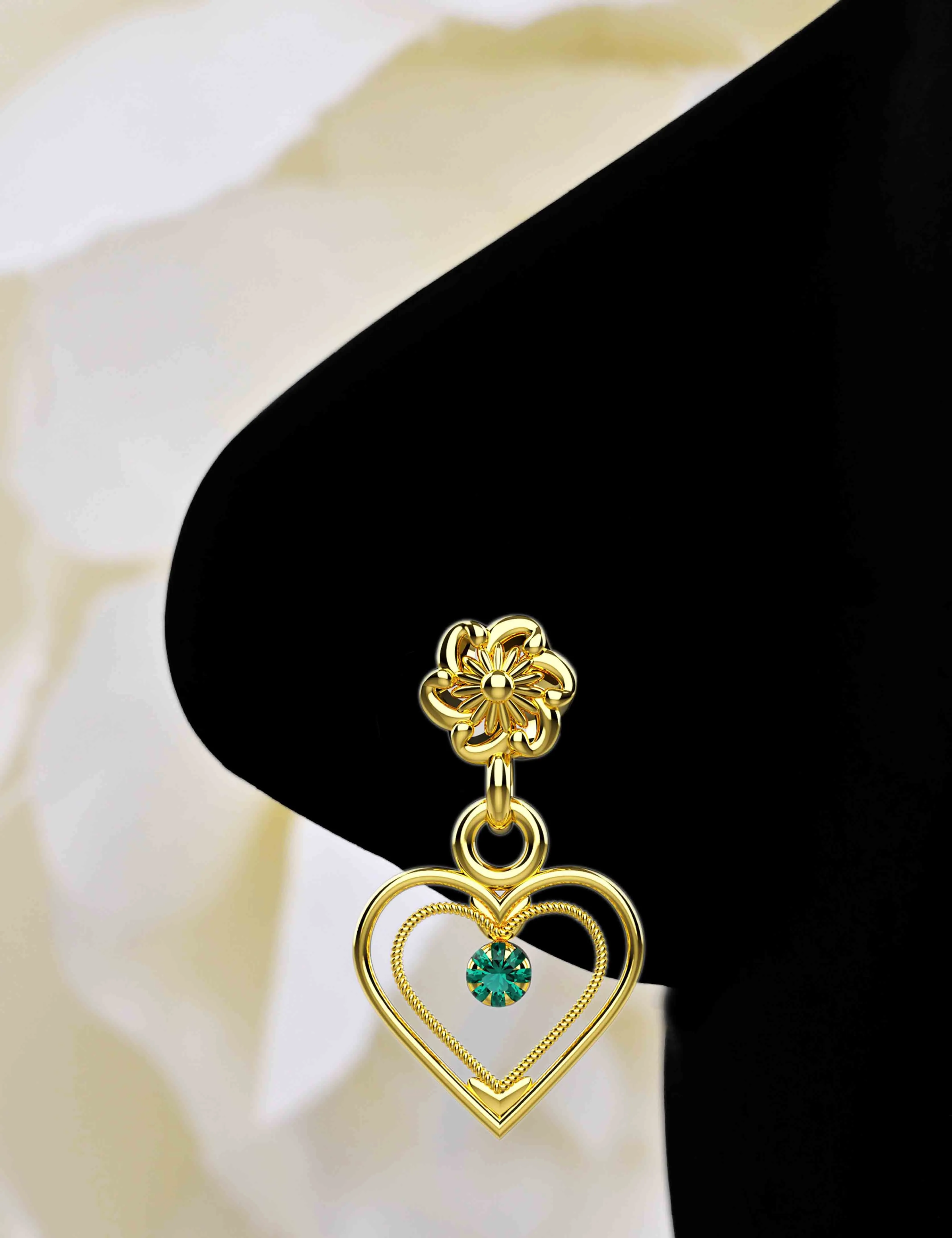 Heart Dangle Nose Ring – 14K Gold Piercing Jewelry for Everyday