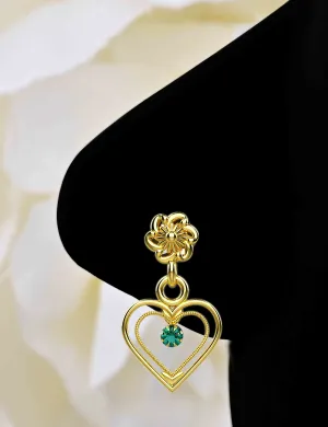 Heart Dangle Nose Ring – 14K Gold Piercing Jewelry for Everyday