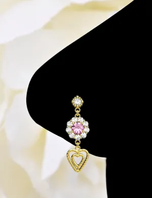 Heart Dangle Nose Ring –  Diamond Stud Jewelry for Piercings