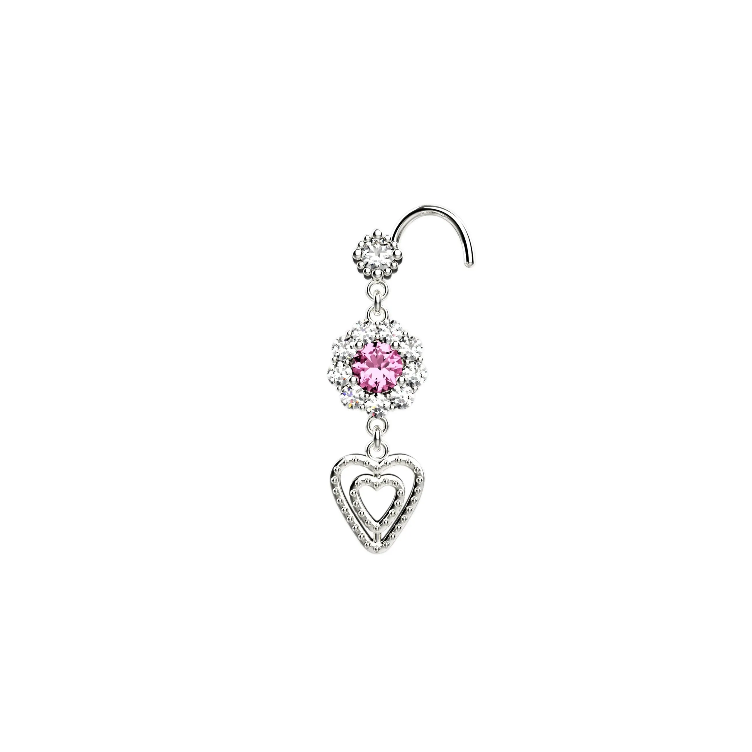 Heart Dangle Nose Ring –  Diamond Stud Jewelry for Piercings