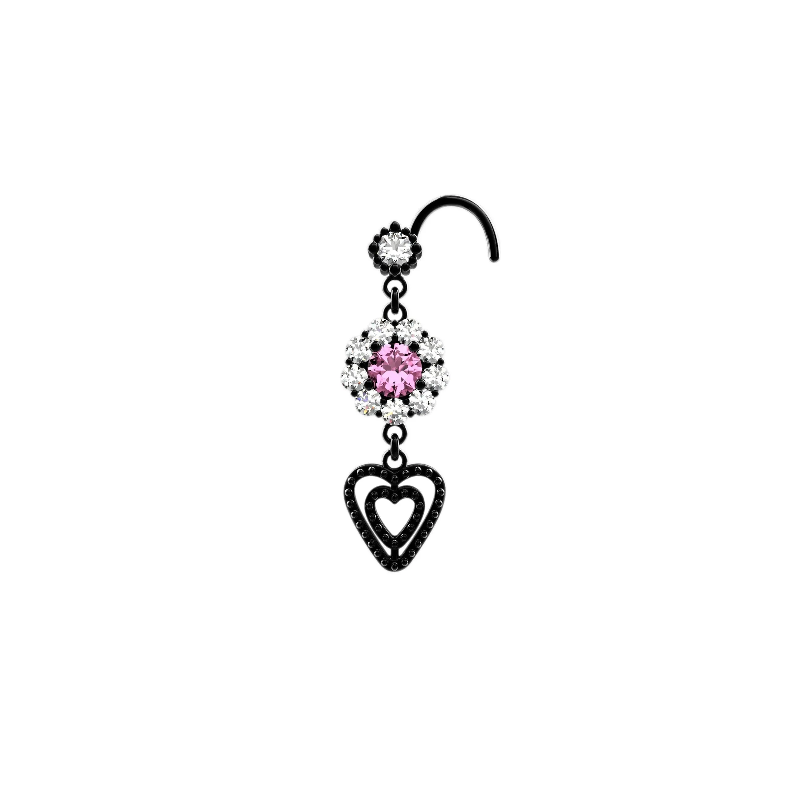 Heart Dangle Nose Ring –  Diamond Stud Jewelry for Piercings