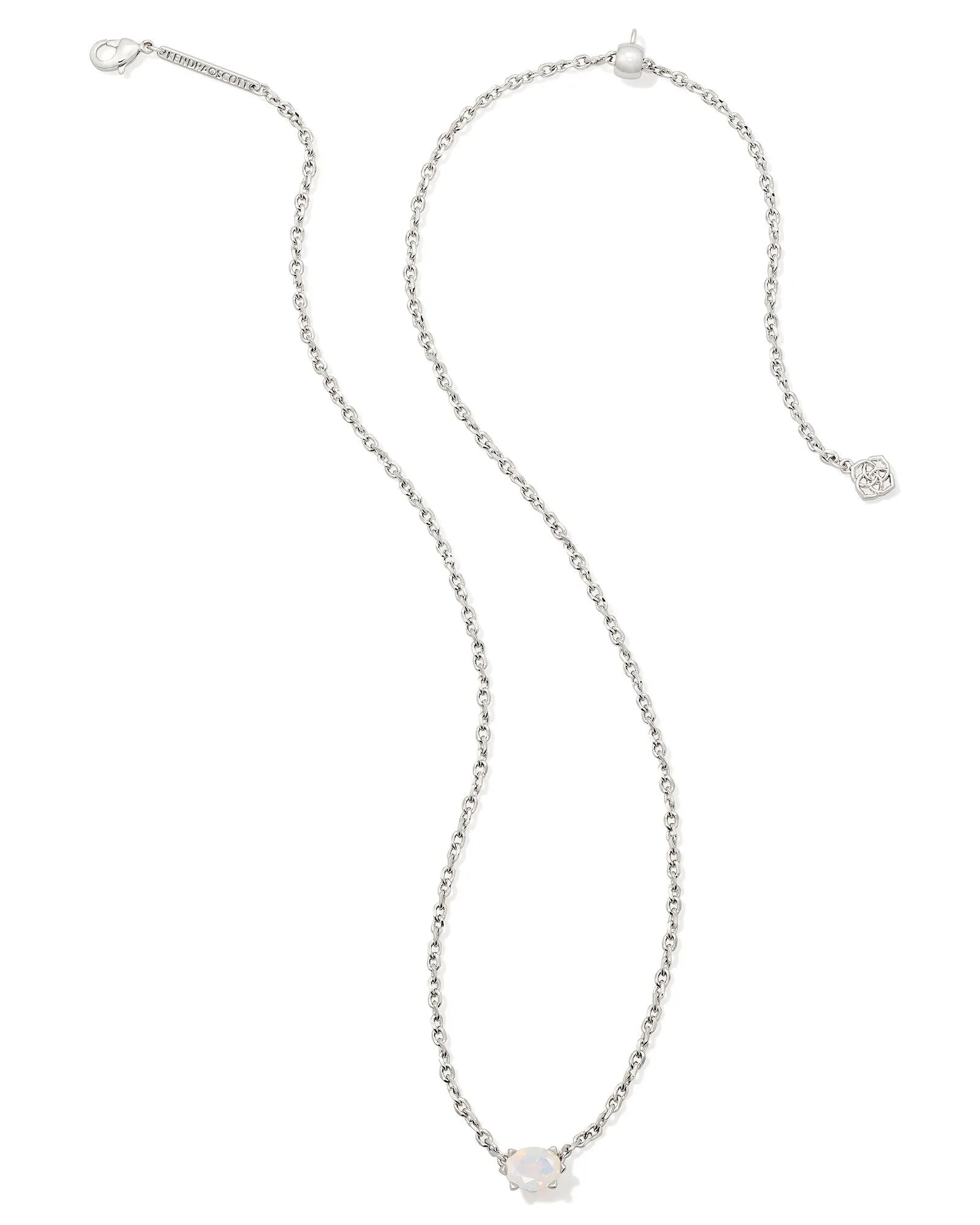 Kendra Scott Cailin Crystal Pendant Necklace Silver Champagne Opal Crystal