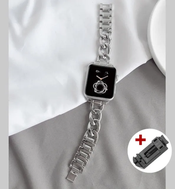 Luxury Band for Apple Watch Series 8 Women Lady Diamond Steel Bracelet