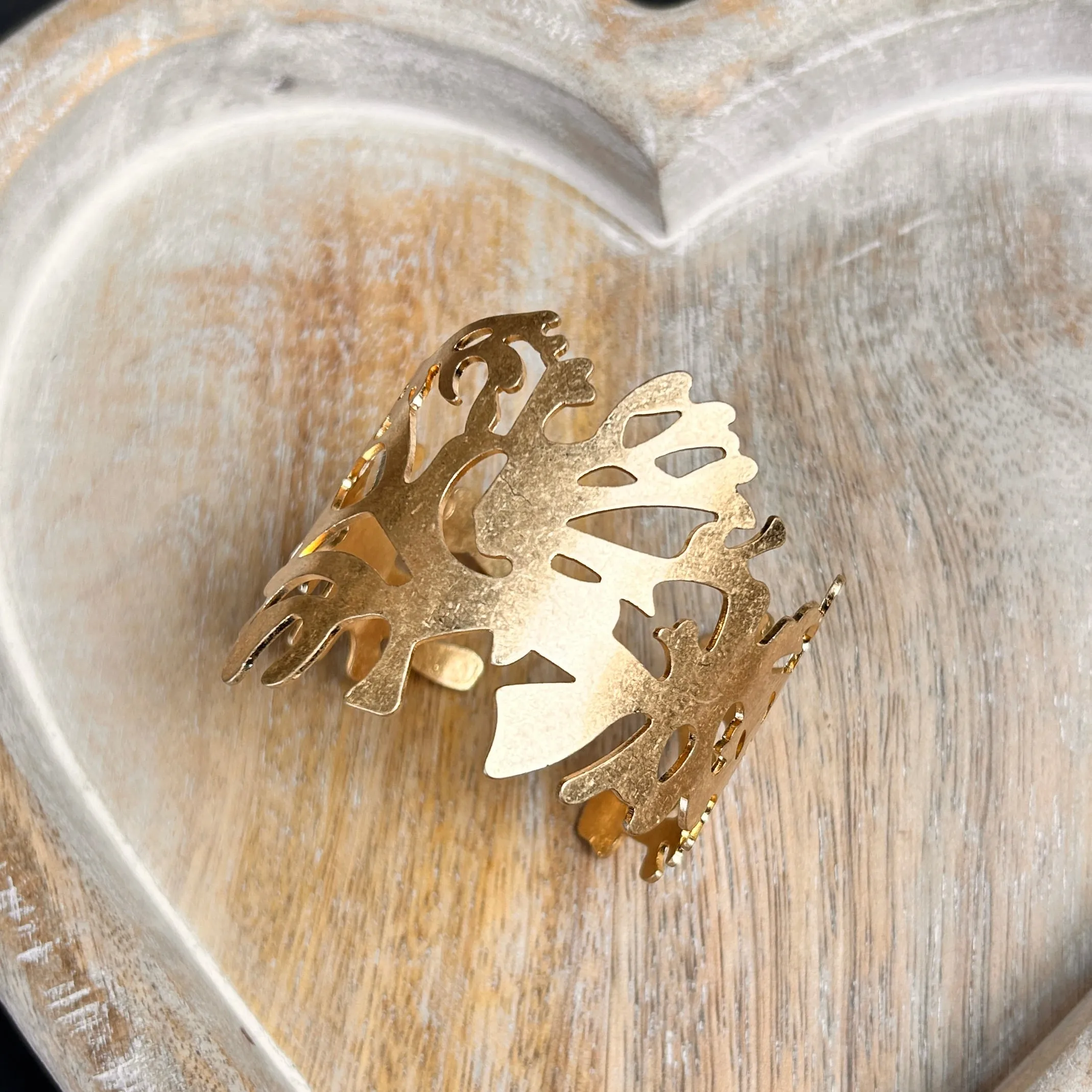 'Mae' metal filigree cuff bracelet