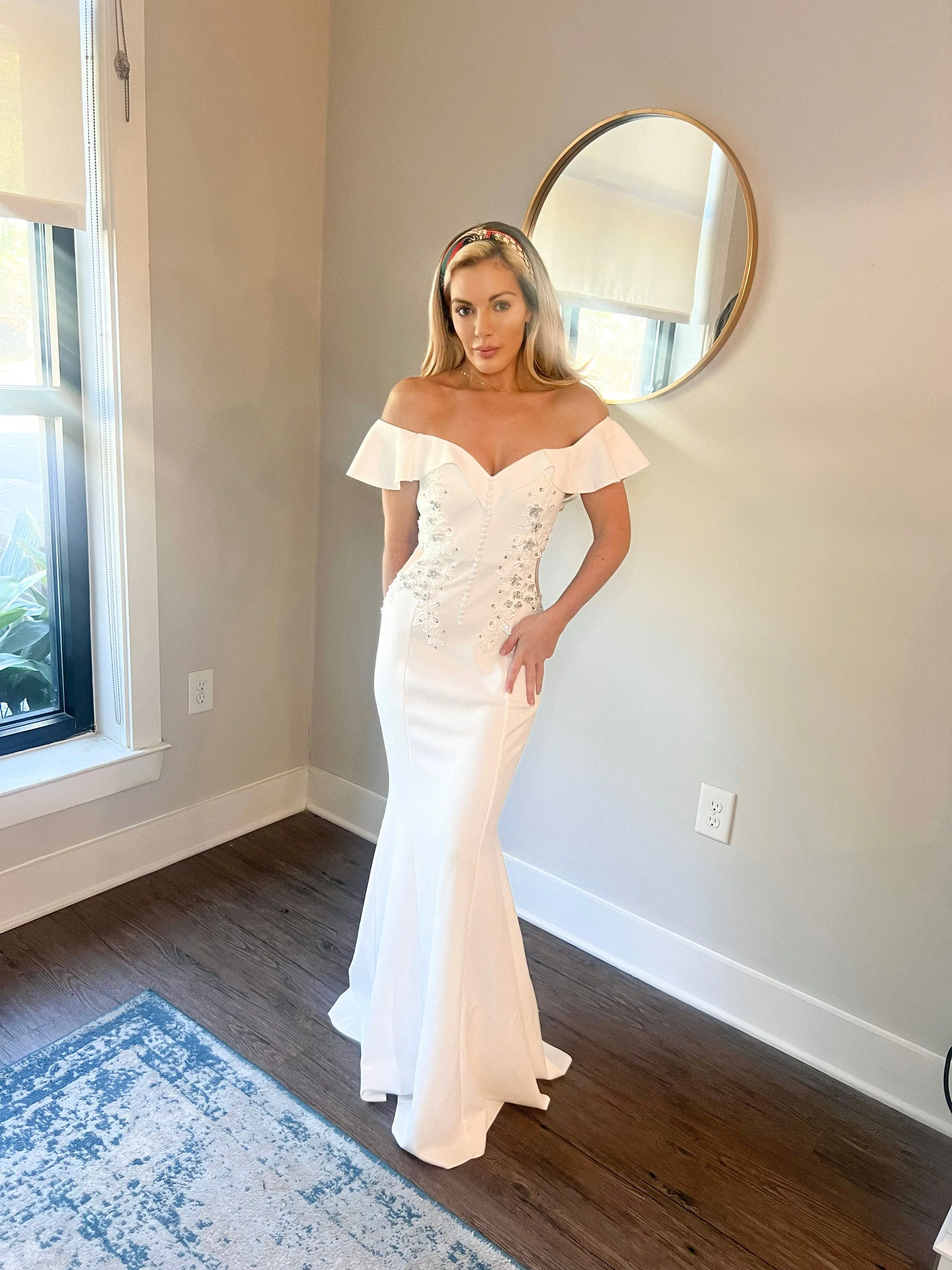 Off Shoulder Vintage Style Mermaid Wedding Dress