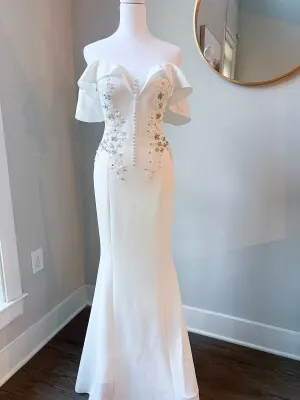 Off Shoulder Vintage Style Mermaid Wedding Dress