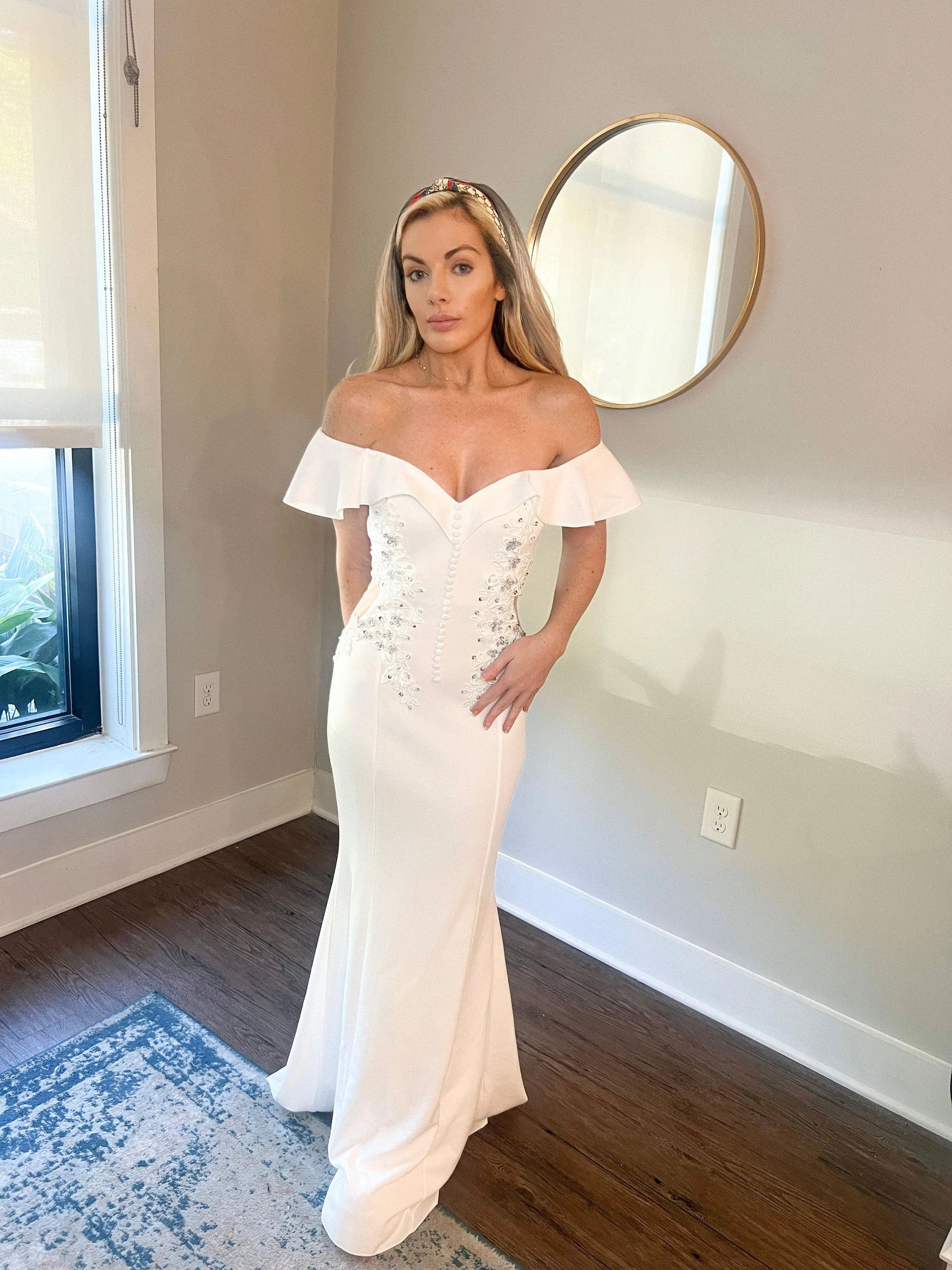 Off Shoulder Vintage Style Mermaid Wedding Dress