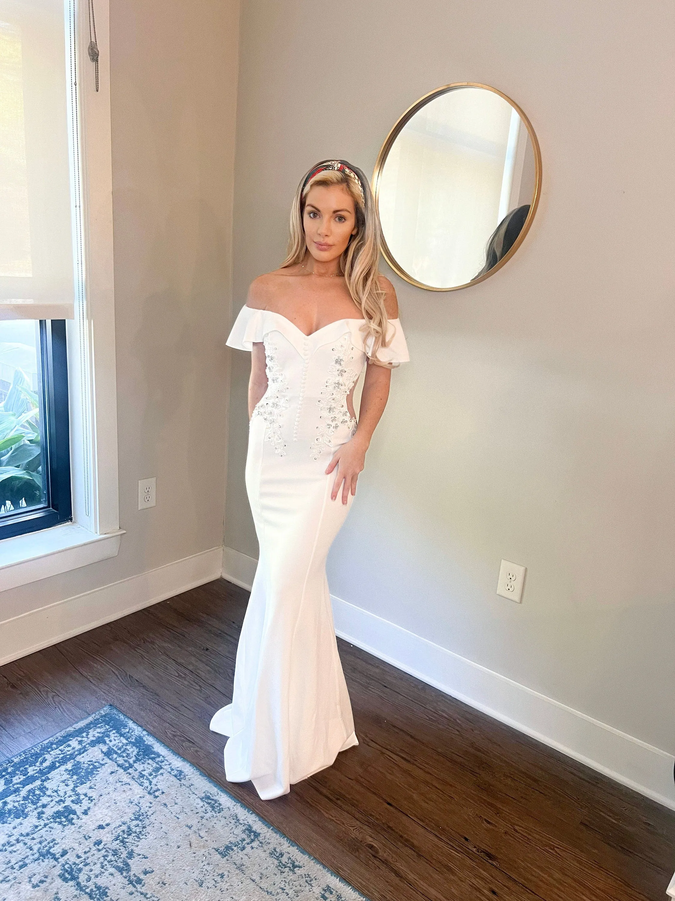 Off Shoulder Vintage Style Mermaid Wedding Dress