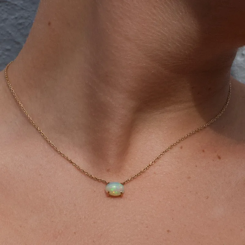 Ophelia Necklace, Ethiopian Opal, 9kt Yellow Gold