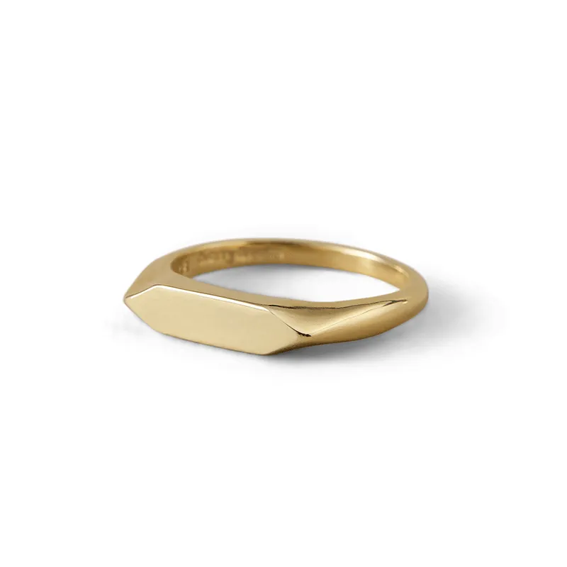 Personalised Rhombic Signet Ring, 9kt Yellow Gold