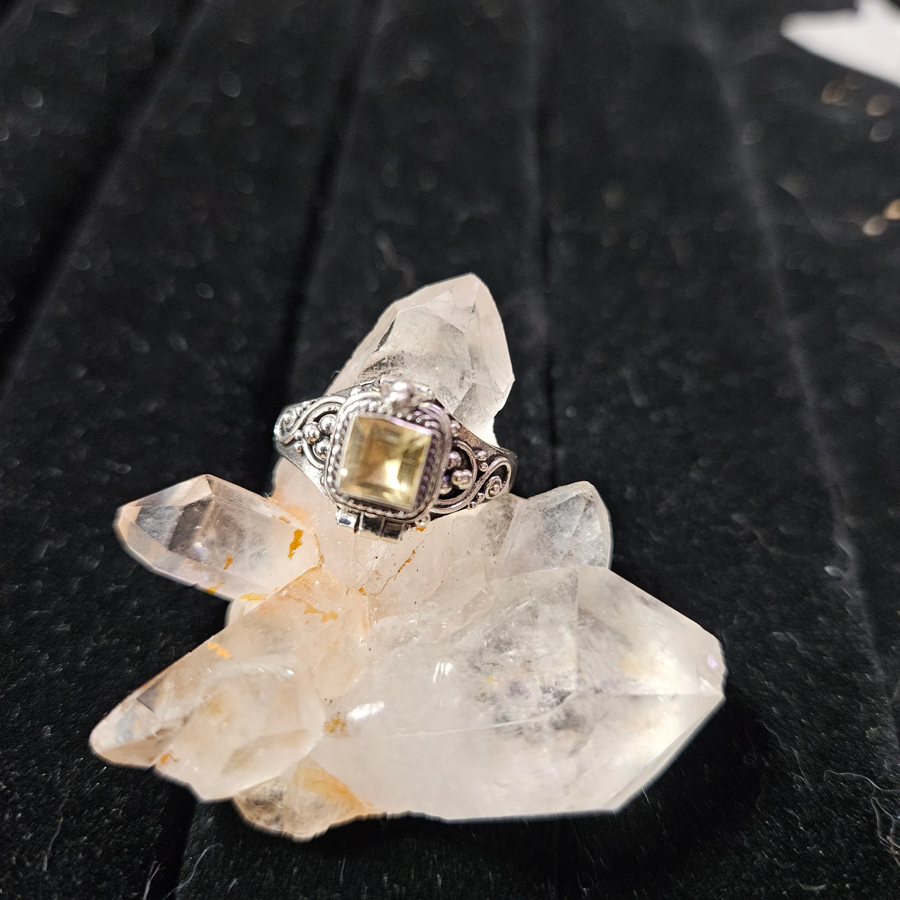 Poison Box Ring Citrine- Size 7 - Sterling Silver 925