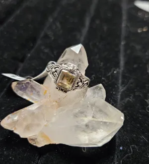 Poison Box Ring Citrine- Size 7 - Sterling Silver 925