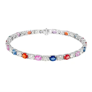 Sorélie Multicolor Sapphire & Diamond Oval Tennis Bracelet