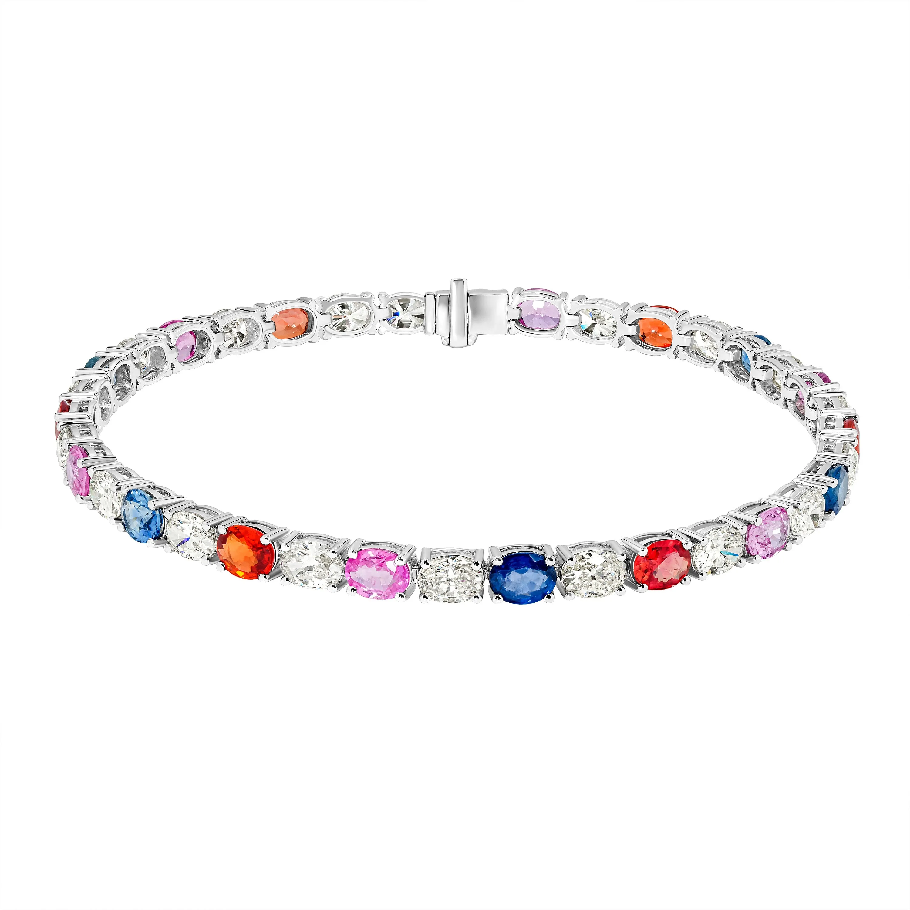Sorélie Multicolor Sapphire & Diamond Oval Tennis Bracelet