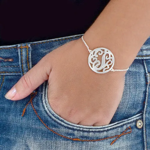 Sterling Silver Circle Monogram Bracelet