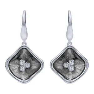 Sterling Silver, Diamonds and Black Rhodium Drop Earrings