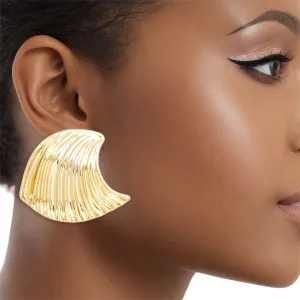 Studs Gold Ocean Wave Earrings for Women